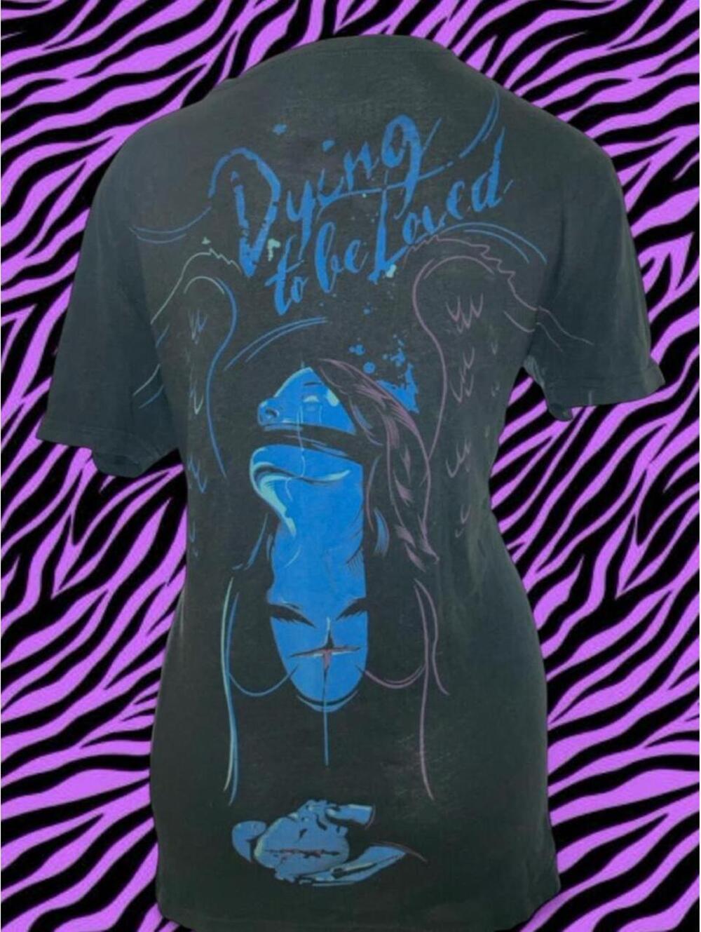 Y2k Iron Fist 'Dying to be Loved' graphic tee with blue angel holding her heart